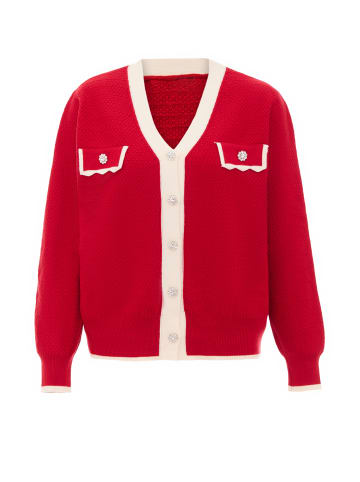 faina Cardigan in Rot Wollweiss