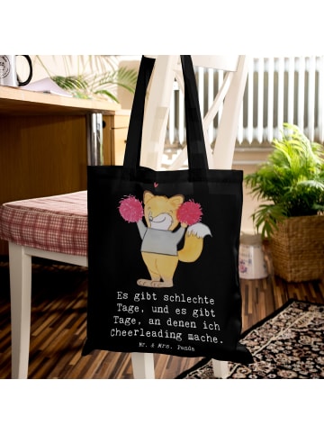 Mr. & Mrs. Panda Einkaufstasche Fuchs Cheerleader mit Spruch in Schwarz
