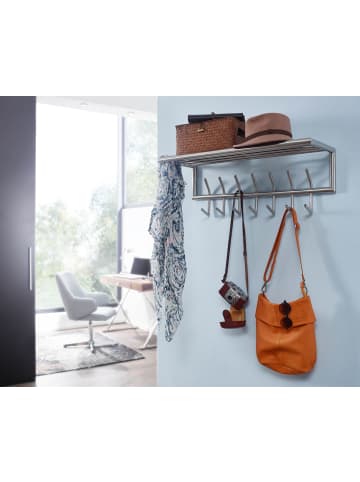 FineBuy Wandgarderobe in Silber / Metall / 75x30x29