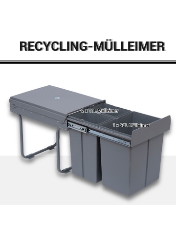 HOMCOM Einbaumülleimer in Grau 48L x 34,2B x 41,8H cm