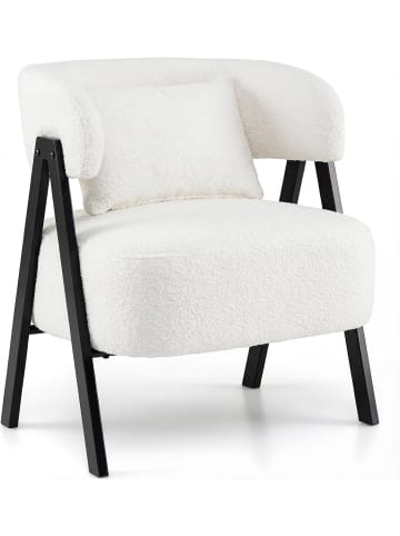 COSTWAY Sessel Kunstfell mit Lendenkissen in Weiß