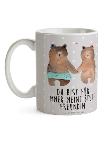 Mr. & Mrs. Panda Teetasse Bär Freundin mit Spruch in Grau Pastell