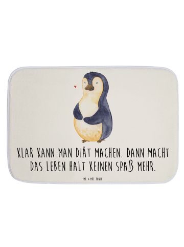 Mr. & Mrs. Panda Badteppich Pinguin Diät mit Spruch in Weiß