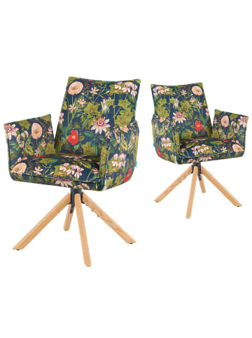 DUBI Möbel 2er-Set: Drehstuhl Mika-Paul in Blumen - (B)60 x (H)88 x  (T)63 cm