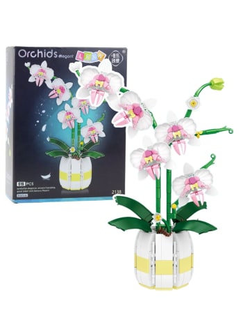 Wisam Orchideen-Bausteine Orchidee im Topf Rosa und Weiß 616 Stk.