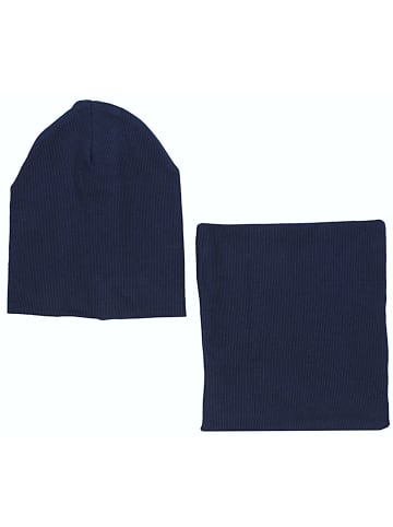 TupTam Unisex Kinder Beanie Mütze Schlauchschal Set in dunkelblau