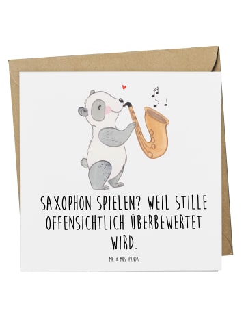 Mr. & Mrs. Panda Grußkarte Saxophon Leidenschaft mit Spruch in Weiß