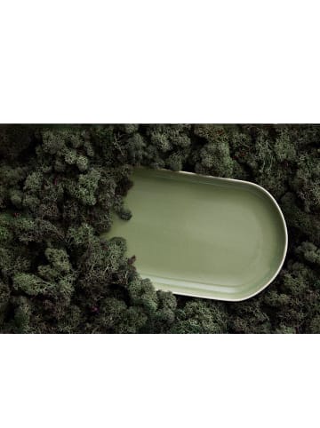 Studio Round Servierplatte North in Matte white/Shiny moss