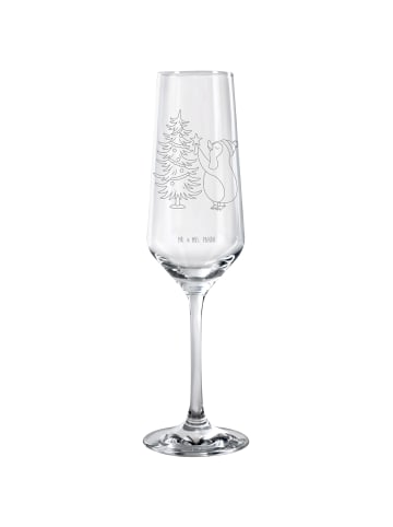Mr. & Mrs. Panda Sektglas Pinguin Weihnachtsbaum ohne Spruch in Transparent