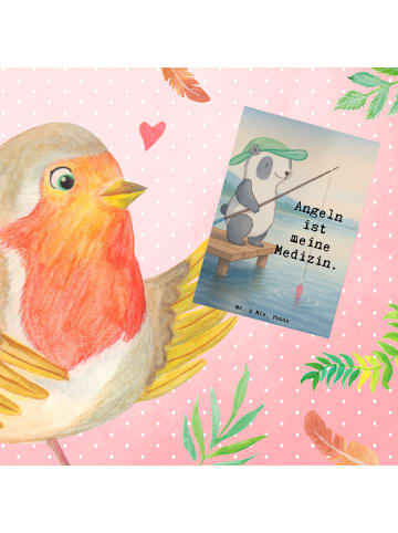 Mr. & Mrs. Panda babykarte Panda Angeln Design mit Spruch in Weiß