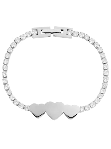 Adeliás Damen Armband Herz aus Edelstahl mit Strasssteine 17 cm in silber