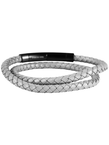 Adeliás Herren Armband – Wickelarmband aus Leder 43 cm in grau