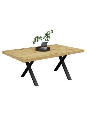58 aufm Kessel ESSTISCH Elgin 4 210x80x100 Metall+Holzwerkstoff Schwarz/Wotan Eiche
