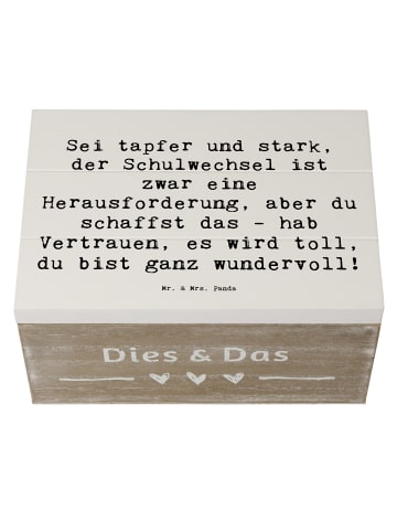 Mr. & Mrs. Panda Holzkiste Spruch Einen Schulwechsel bewältigen ... in Weiß