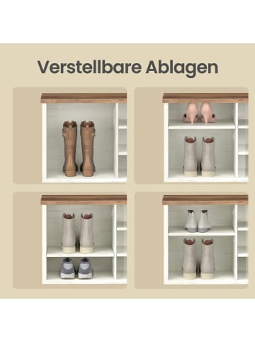 VASAGLE Sitzbank Island in Weiß-Braun - (B)80 x (H)50 x (T)29.5 cm