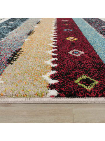 KADIMA DESIGN Teppich Kurzflor Ethno-Streifen Wohnzimmer schmutzabweisend in Beige