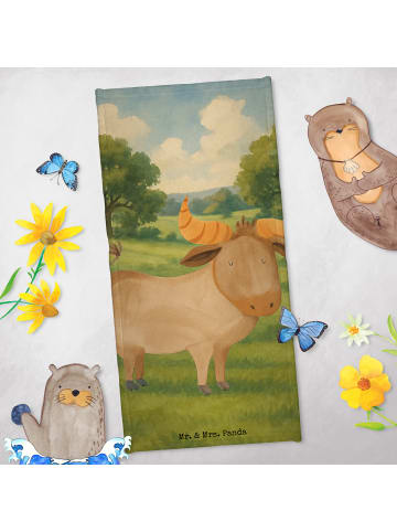 Mr. & Mrs. Panda Strandtuch Sternzeichen Stier Design ohne Spruch in Weiß