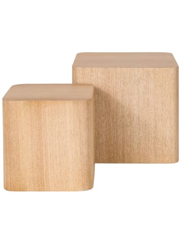 home24 home24 Beistelltisch als 2er-Set aus Holzwerkstoff im skandinavischen Stil in Esche Hell