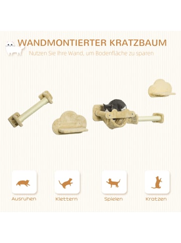 Pawhut Kletterwand Katzen Beige Spanplatte
