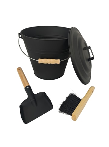 relaxdays 3-tlg. Ascheeimer Set in Schwarz - 10 Liter