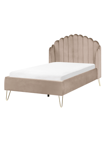 Beliani Doppelbett AMBILLOU in Beige/Gold - (W) 137 x (H) 126 x (L) 214 cm