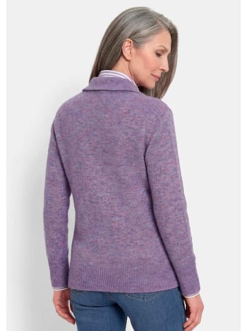 GOLDNER Kurzgröße:  Melange-Cardigan mit Reißverschluss in flieder / melange