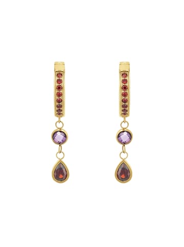 Amor Creolen Edelstahl, IP Gold in Rot