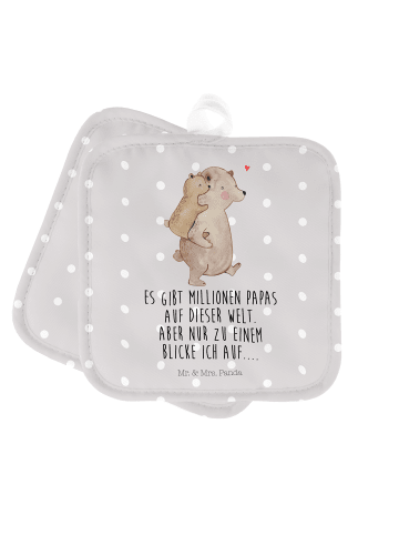 Mr. & Mrs. Panda Ofenhandschuhe Papa Bär mit Spruch in Grau Pastell