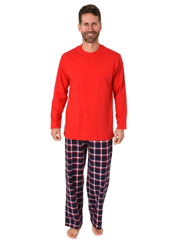 NORMANN Schlafanzug lang Pyjama FlanellHose Karo - 75023 in rot