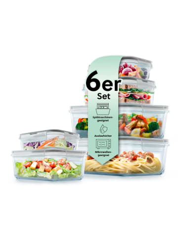Gourmet Maxx Glas-Frischhaltedosen Klick-it 12-tlg. grau mit Mikrowellenventil grau