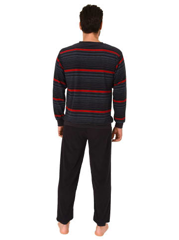 NORMANN Frottee Schlafanzug langarm Pyjama Bündchen - 75528 in rot