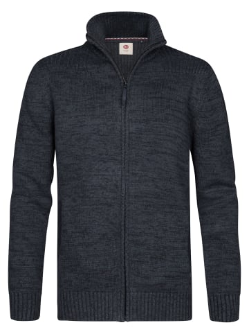 Petrol Industries Melierte Strickjacke aus Baumwolle mit Reißverschluss millford in Blau