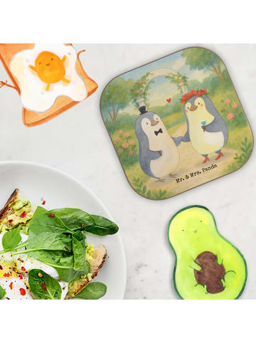 Mr. & Mrs. Panda Untersetzer für Gläser Hochzeit Pinguin Design ... in Weiß