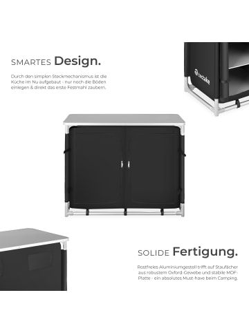 tectake Campingschrank Deluxe mit Aluminiumgestell und 6 Fächern  97 x 47,5 x 78 cm, sch