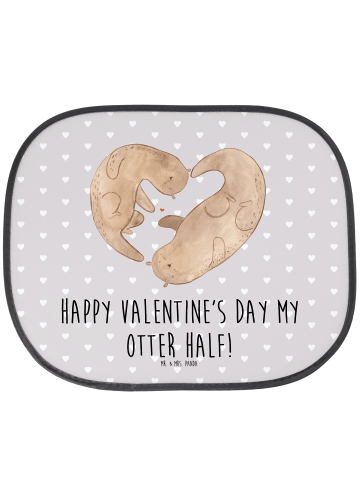 Mr. & Mrs. Panda Auto Sonnenblende Otter Valentine mit Spruch in Grau Pastell