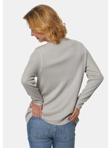 GOLDNER Kurzgröße:  Strickjacke Edle Strickjacke in Rippenstruktur in taupe