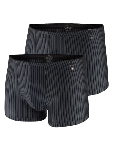 Götzburg Boxershorts 2er Pack in Schwarz / Grau gestreift