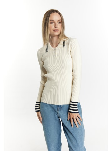 DreiMaster Damen Strickpullover in Wollweiss Marine