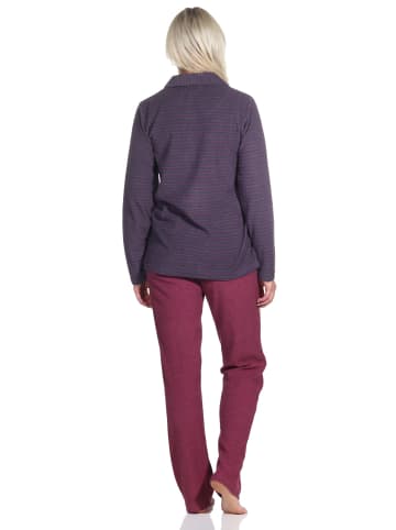 NORMANN Langarm Frottee Hausanzug Streifen - 76849 in marine