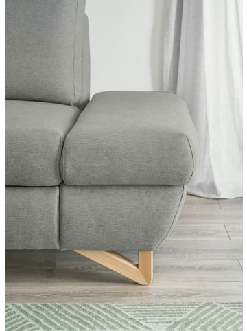 Furn.Design Ecksofa hellgrau Velours, Wohnzimmer Sofa