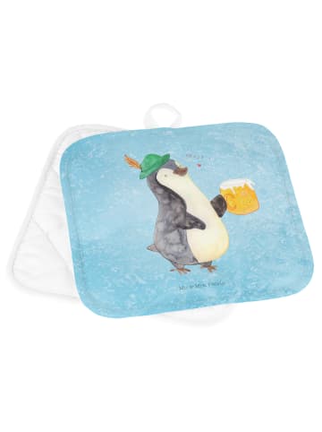 Mr. & Mrs. Panda Topflappen Pinguin Bier ohne Spruch in Eisblau