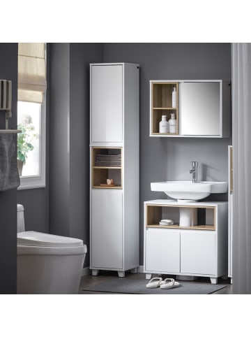 SoBuy Badezimmerschrank in Mattweiß - (W) 30 x (H) 170 x (L) 30 cm