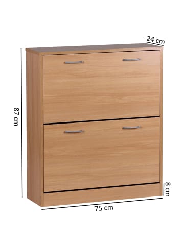 FineBuy Schuhschrank in Braun / Spanplatte / 75x24x87