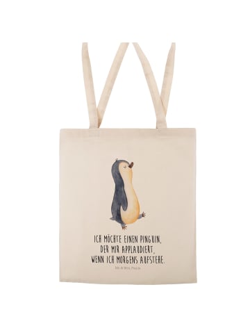 Mr. & Mrs. Panda Jutebeutel Pinguin mHerzieren mit Spruch in Creme