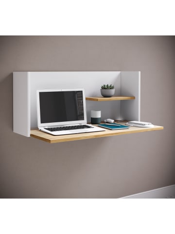 VCM  Holz Hänge Schreibtisch Wandschreibtisch Workas in Weiß / Honig-Eiche