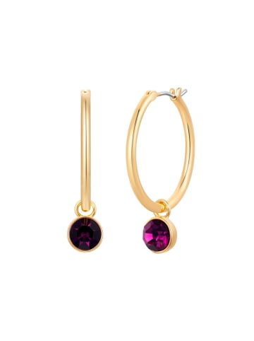 Lulu & Jane Creolen aus Messing mit Glaskristall in gelbgold