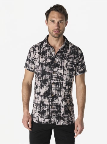 KOROSHI Herren kurzarm-viskosehemd in Schwarz