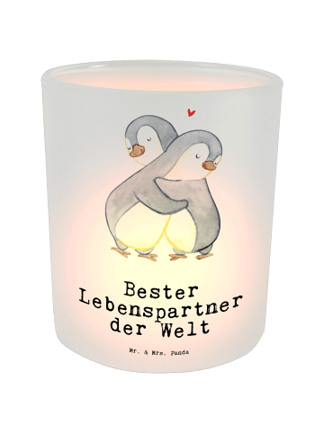 Mr. & Mrs. Panda Windlicht Pinguin Bester Lebenspartner der Welt... in Transparent