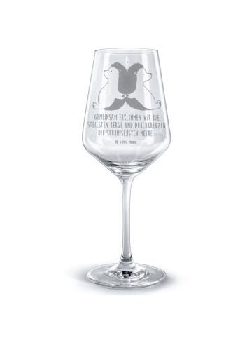 Mr. & Mrs. Panda glas für rotwein Igel händchenhaltend mit Spruch in Transparent