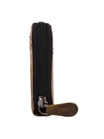 Greenburry Destressed Geldbörse RFID Schutz Leder 19 cm in dirty yellow